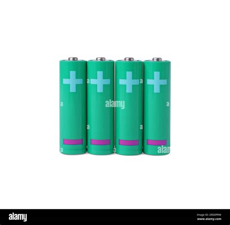 New AA Size Batteries Isolated On White Stock Photo Alamy