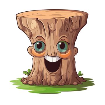 Tree Stump Vector Sticker Clipart Cartoon Boy Tree Stump With Eyes And