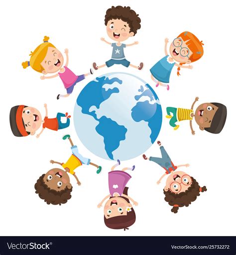 Kids playing around world Royalty Free Vector Image