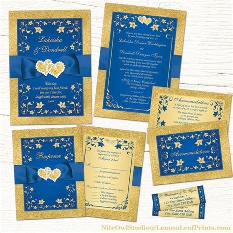 Royal Blue And Gold Wedding Invitations - jenniemarieweddings