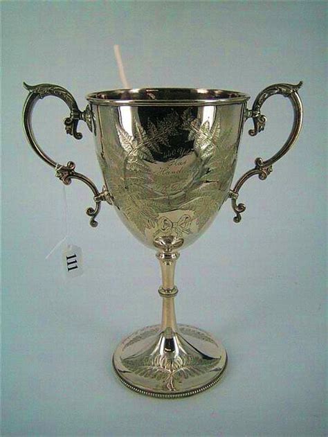 Victorian Silver Plate Trophy Cup With Engravings Mugs Cups