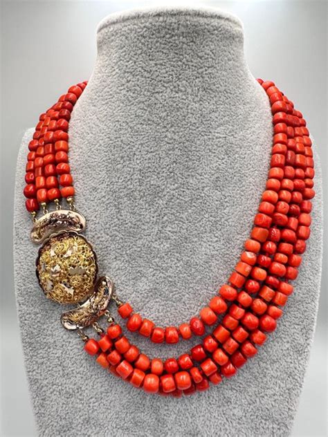 14 Carats Or Jaune Collier Corail Catawiki