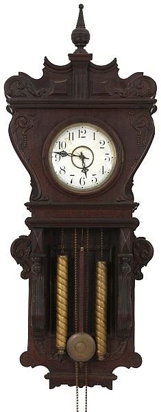 Lot Waterbury Weight Driven Mahogany Wall Clock