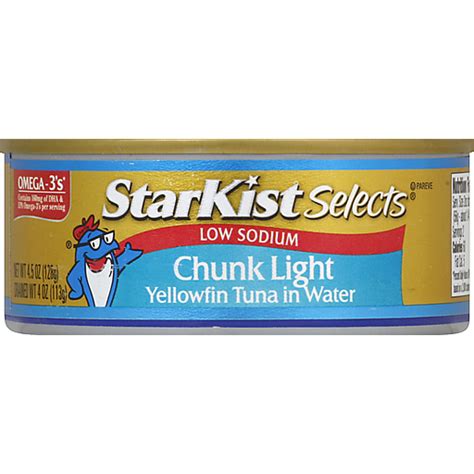 Starkist Select® Low Sodium Chunk Light Yellowfin Tuna In Water 45 Oz Pull Top Can Canned