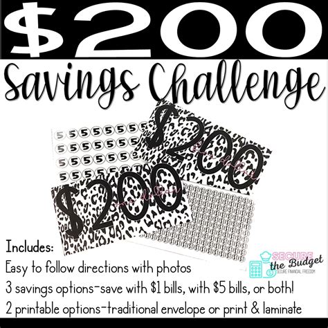 200 Dollar Savings Challenge Printable Envelopes - Etsy
