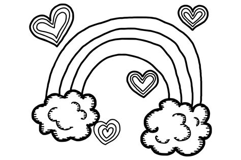 Valentine Coloring Rainbow Cloud And Love 24682815 Png