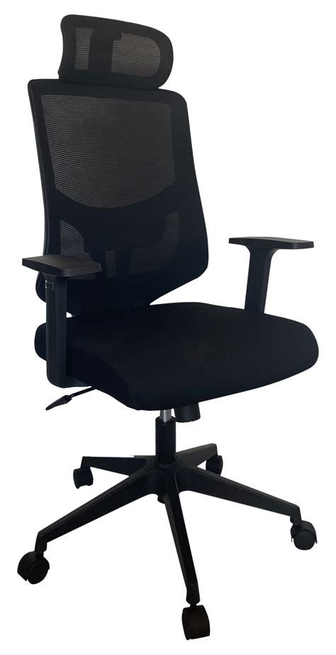 Highback Black Mesh Ergonomic Chair with Headrest and Lumbar Support,