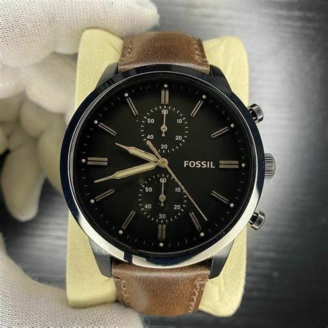 Fossil FS5437 Townsman 44mm Chronograph Brown Leather Black Analog Men