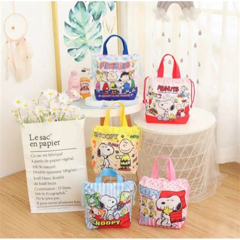 Jual Eco Bag Import Motuf Snoopy Tas Belanja Snoopy Shopping Bag