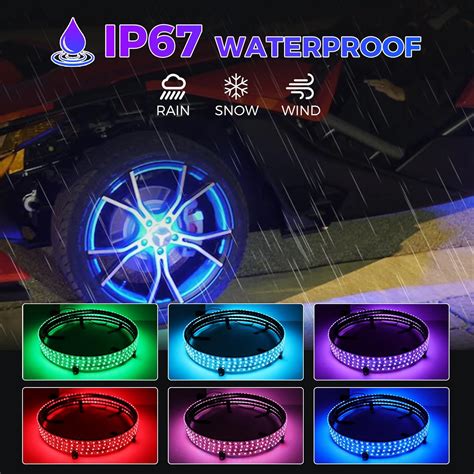 Dreamotor Kit De Iluminación Led Rgb De 175 Pulgadas Para Anillo De Rueda Con Señal De Giro Y