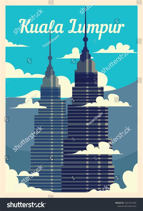 Retro Poster Kuala Lumpur City Skyline Stock Vector Royalty Free