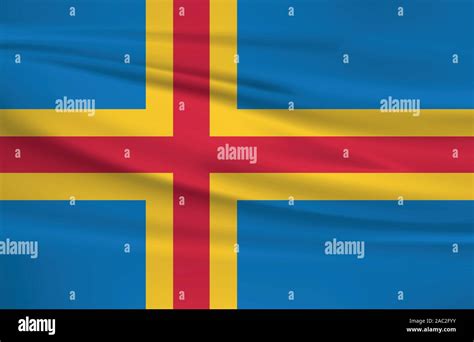 Waving Aland flag, official colors and ratio correct. Aland national ...