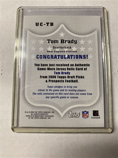 Tom Brady Topps Draft Picks Prospects Upperclassmen Authentic Game