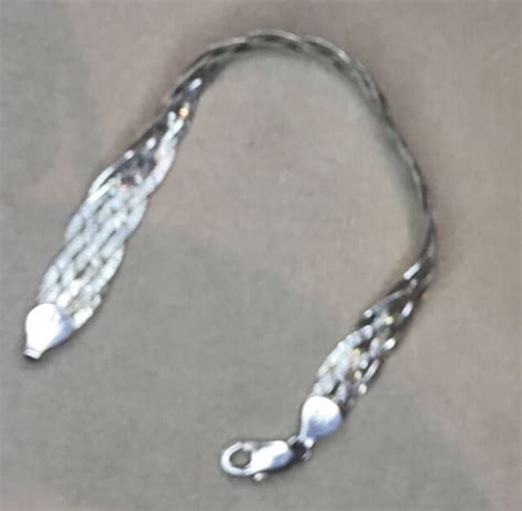 Sterling Silver 5 Strand Braided Herringbone Bracelet 925 EBay