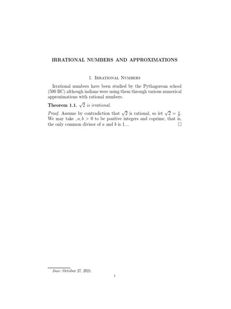 Irrational Numbers And Approximations Pdf Square Root Rational Number