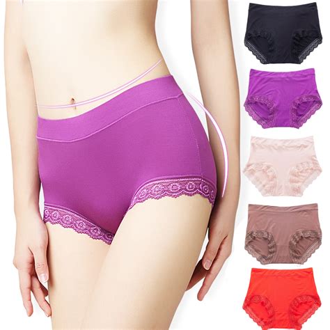 1 Piece Mid High Waist Womens Panties Lace Breathable Tummy Plus Size