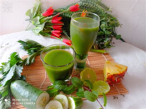 Jus Détox Céleri Ananas Concombre Menthe Citron Vert Camerdish