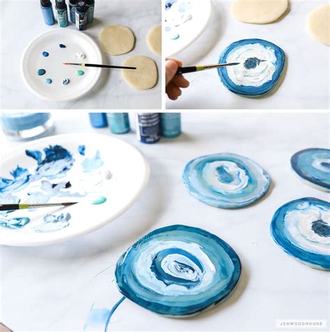 How To Make Faux DIY Agate Coasters With Polymer Clay and Acrylic Paint