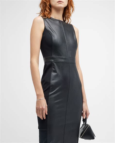 Spanx Leather Like Short Fitted Combo Dress Neiman Marcus