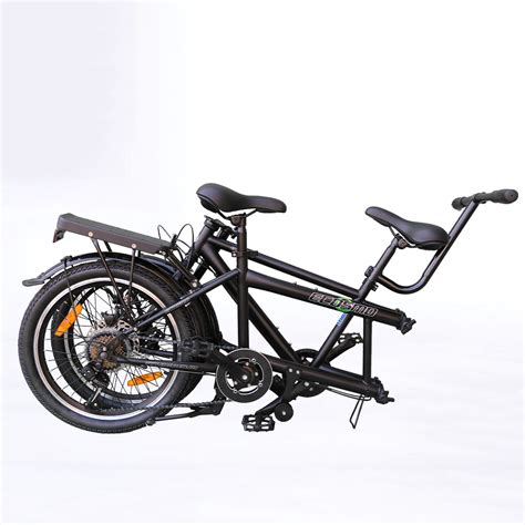 Ecosmo Folding Tandem Bike Black Panlova