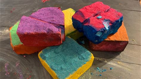 6 Dyed And Glitter Covered Gym Chalk Blocks Oddly Satisfying Asmr Youtube