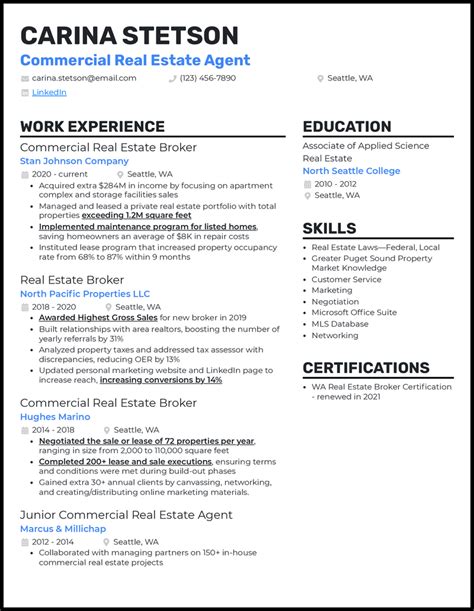 3 Commercial Real Estate Agent Resume Examples For 2025