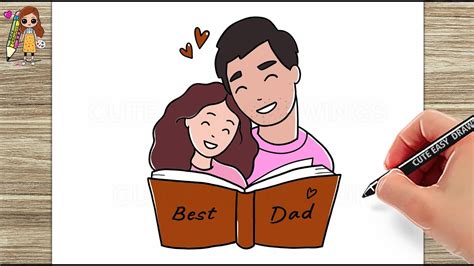 How To Draw Father And Daughter Easy Fathers Day Drawing Step By Step Easy Youtube