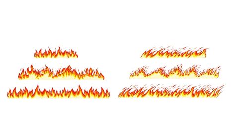 Premium Vector Fire Borders On White Cartoon Flame Banner Border