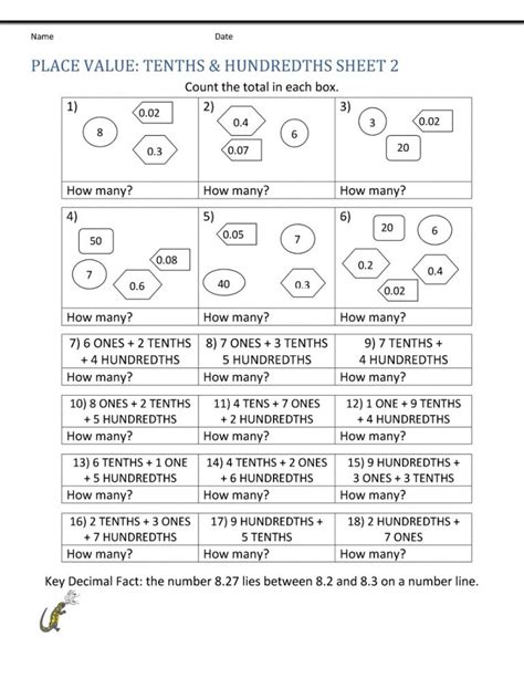 Tenths And Hundredths Worksheets Archives 101 Activity