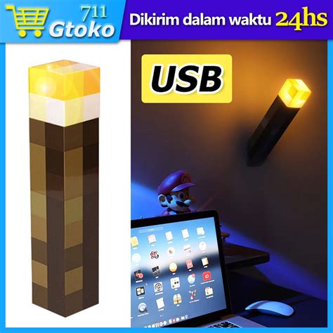 Jual Light Up Minecraft Torch Dinding Lampu Minecraft Nightlight