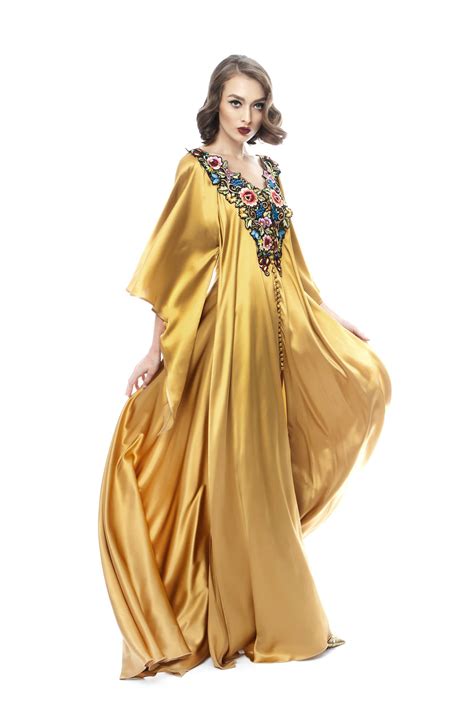 Satin Silk Maxi Gown With Handmade Embroidery Satin Evening Gown