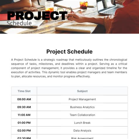 Project Schedule Template - Edit Online & Download Example | Template.net