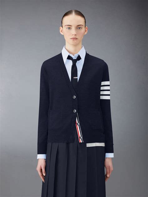 Wool Bar Relaxed V Neck Cardigan Thom Browne