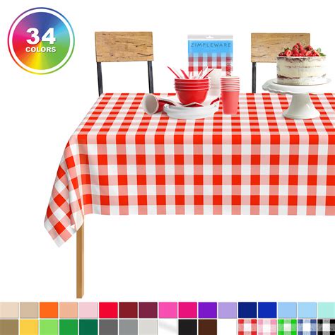 Red Gingham Checkered Pack Standard Disposable Plastic Party Picnic