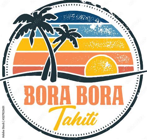 Vintage Bora Bora Tahiti Stamp Design Stock Vector Adobe Stock