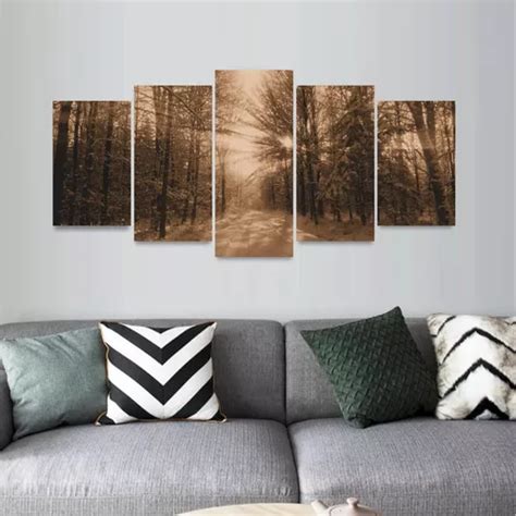 Cuadro decorativo Descolada Mosaico bosque árboles sunset arte sepia