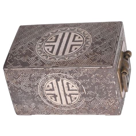 Sold At Auction Korean Silver Inlaid Iron Tobacco Box Joseon