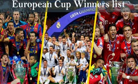 European Cup Winners list with the UEFA champions league winners details