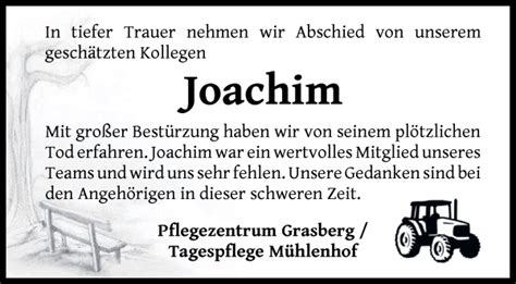 Traueranzeigen Von Joachim Schl Ter Trauer Gedenken