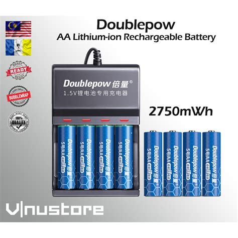 Doublepow Aa Lithium Ion Rechargeable Battery With Usb Charger V