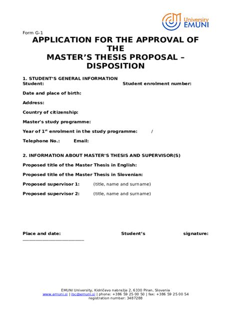 Master S Thesis Proposal Completion Doc Template PdfFiller