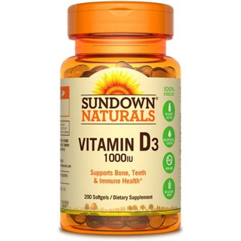 2 Pack Sundown Naturals High Potency D3 Vitamin D 1000 Iu Softgels