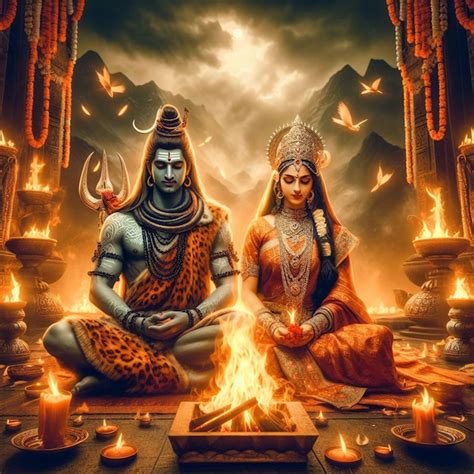 Premium Photo Marriage Of Lord Shiva And Mata Parwati