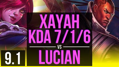 XAYAH Rakan Vs LUCIAN Nami ADC KDA 7 1 6 500 Games Godlike