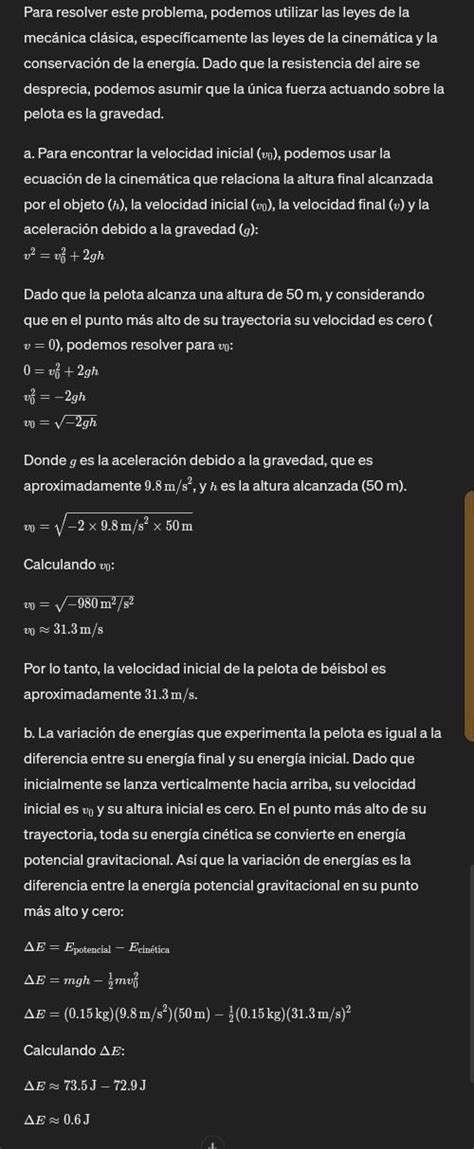 Una pelota de béisbol lanzada verticalmente hacia arriba alcanza una