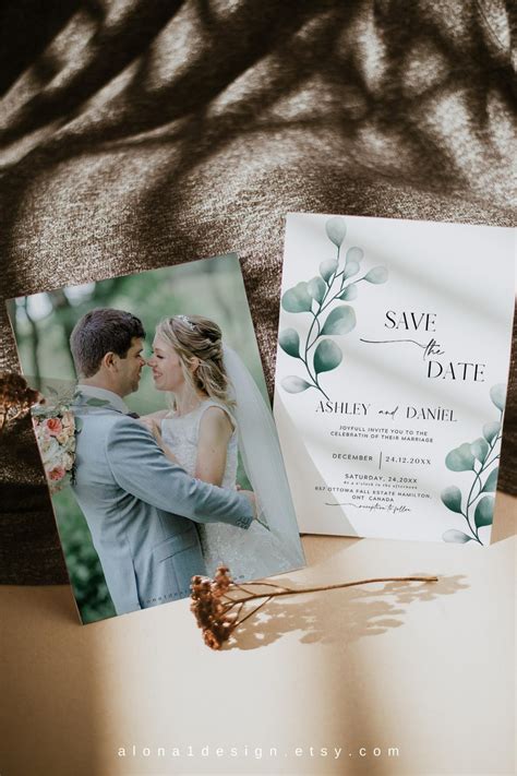 Eucalyptus Save The Date Template Save The Date Cards Etsy