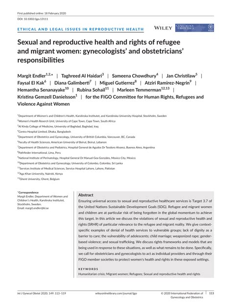 Pdf Sexual And Reproductive Health And Rights Of Refugee And Migrant