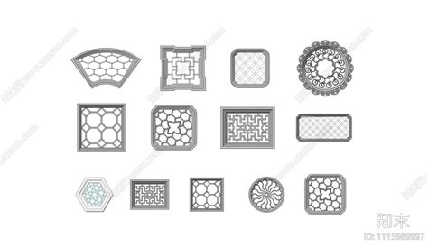 中式镂花窗su模型下载【id1115989997】知末su模型网