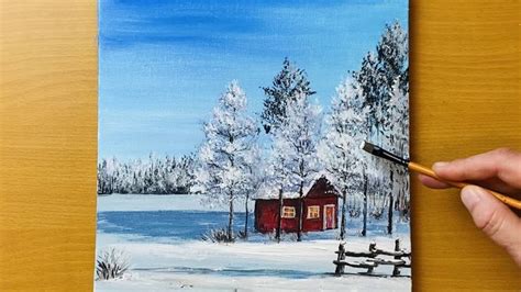 Acrylic Painting Technique / Winter Landscape Painting / Art #191 ...