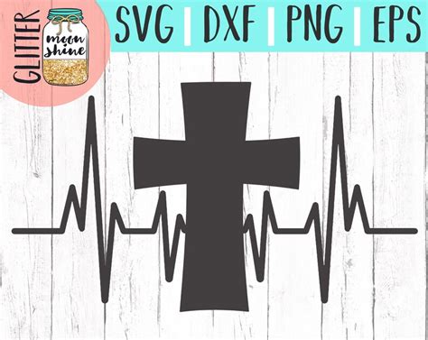 Cross Heartbeat Svg Eps Dxf Png Files For Cutting Machines Etsy